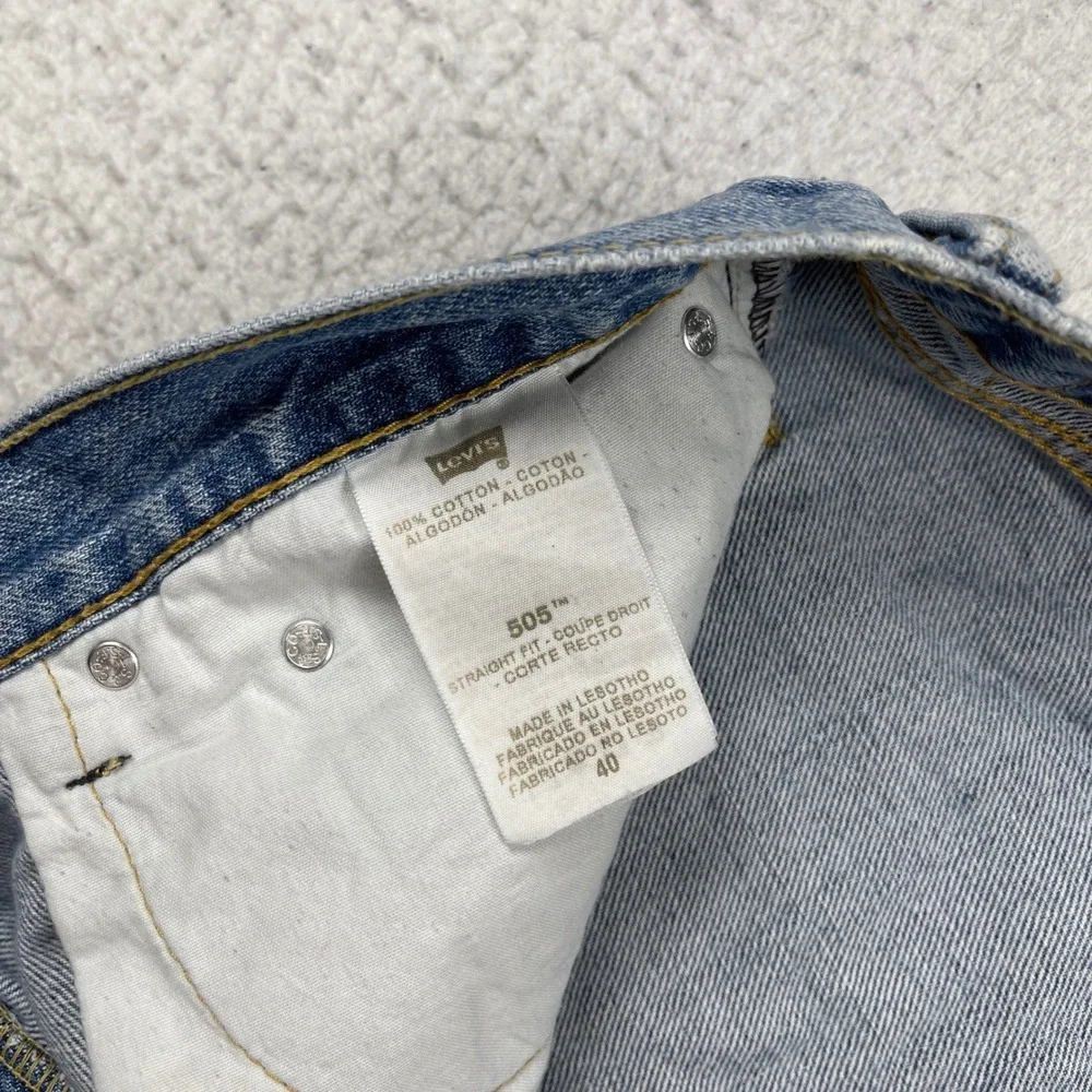 Levi's 505 Denim Shorts Mens 40 Blue Light Wash Straight Fit Casual Summer‎ Dad